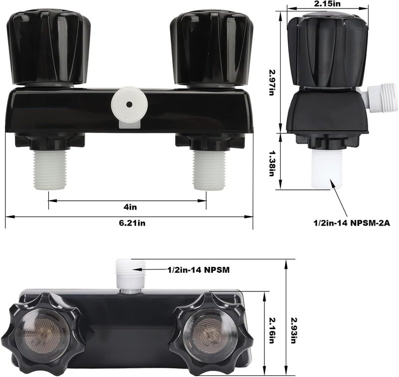 MarisFlow RV Shower Faucet with Shower head and Hose - Non-Metallic RV Shower Kit, On/Off Valve & Diverter, Handheld Shower Replacement for RV,5thWheels,Motorhomes,Travel Trailers,Campers（Black） - Image 2